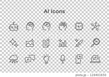 AI関連の線画アイコンセット 128401650