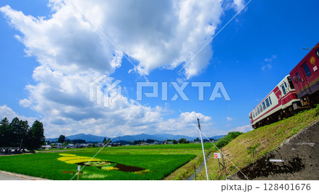 秋田内陸線 田んぼアート 秋田県 秋田内陸線 田んぼアート 秋田県 128401676