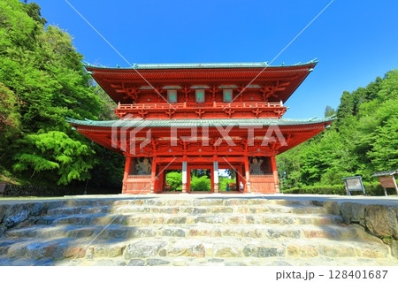 【和歌山県】快晴の高野山の大門 128401687