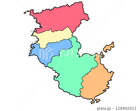 少しゆるい和歌山県地図 地域色分け 近畿 128402011