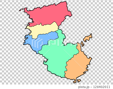 A slightly loose map of Wakayama Prefecture, color-coded by region, Kinki A slightly loose map of Wakayama Prefecture, color-coded by region, Kinki 128402011