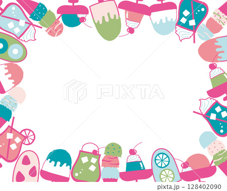 カラフル夏スイーツのフレーム カラフル夏スイーツのフレーム 128402090