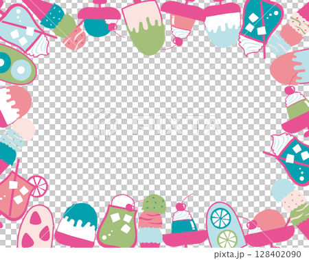 カラフル夏スイーツのフレーム カラフル夏スイーツのフレーム 128402090