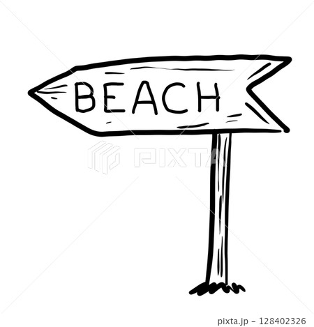 Beach Sign Hand drawn line art sketch doodle fisherman aesthetic coastal nautical illustration Beach Sign Hand drawn line art sketch doodle fisherman aesthetic coastal nautical illustration 128402326