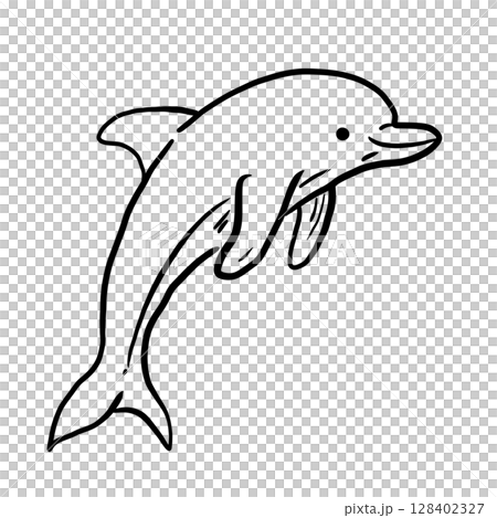 Dolphin Hand drawn line art sketch doodle fisherman aesthetic coastal nautical illustration  128402327