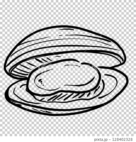 Clam opening shell Hand drawn line art sketch doodle fisherman aesthetic coastal nautical illustration Clam opening shell Hand drawn line art sketch doodle fisherman aesthetic coastal nautical illustration 128402328
