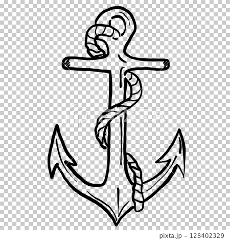 Anchor Hand drawn line art sketch doodle fisherman aesthetic coastal nautical illustration Anchor Hand drawn line art sketch doodle fisherman aesthetic coastal nautical illustration 128402329