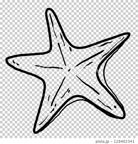 Star fish Hand drawn line art sketch doodle fisherman aesthetic coastal nautical illustration  128402341