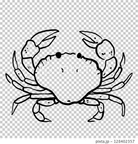 Crab Hand drawn line art sketch doodle fisherman aesthetic coastal nautical illustration  128402357