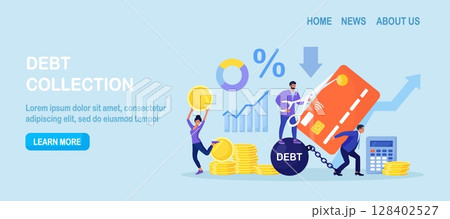 Reduce debt. Banker cuts credit card of borrower with scissors. Money debt deliverance and finance freedom. Businessman helped debtor to solve financial problems. Man freed from monetary obligations 128402527