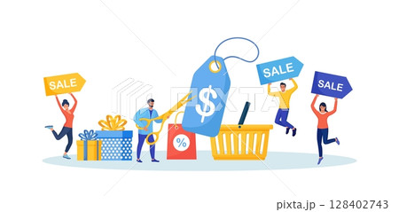 Black Friday Sale Event. People Buy on Discount Sales. Happy Customers with Gift Boxes, Shopping Bag. Ecommerce, Online Shopping. Man Cutting Price Tag with Scissors. Coupon, Voucher, store promotion Black Friday Sale Event. People Buy on Discount Sales. Happy Customers with Gift Boxes, Shopping Bag. Ecommerce, Online Shopping. Man Cutting Price Tag with Scissors. Coupon, Voucher, store promotion 128402743