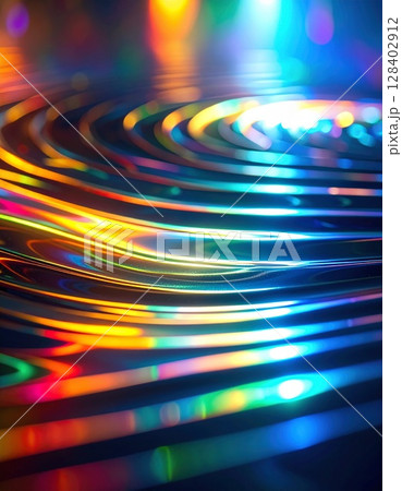 抽象的な虹色の水面のイラスト 抽象的な虹色の水面のイラスト 128402912