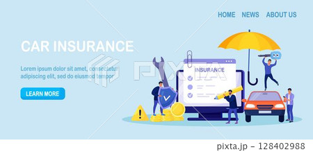 Car insurance policy form on computer screen. Insurance agent or salesman providing security document. People buying auto, leasing. Protection, warranty of vehicle from accident, damage or collision Car insurance policy form on computer screen. Insurance agent or salesman providing security document. People buying auto, leasing. Protection, warranty of vehicle from accident, damage or collision 128402988