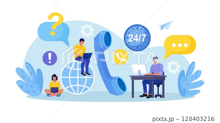 Customer Service Agent with Headsets Talking with Client. Technical Global Support, Assistance, Call Center. Contact Us. Hotline. Satisfaction and Loyalty. Customers care Customer Service Agent with Headsets Talking with Client. Technical Global Support, Assistance, Call Center. Contact Us. Hotline. Satisfaction and Loyalty. Customers care 128403216