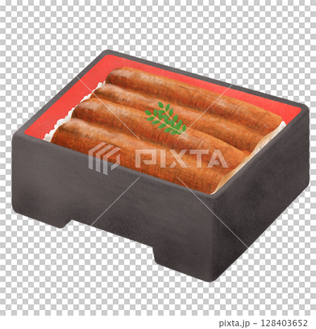 Illustration of unaju in a tiered box Illustration of unaju in a tiered box 128403652