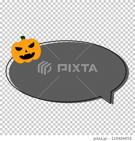 Halloween speech bubble with circular pumpkin 128404058