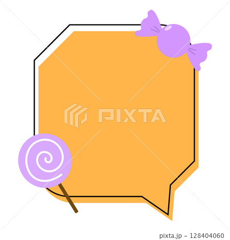 ハロウィン吹き出し　斜め四角形飴付き 128404060