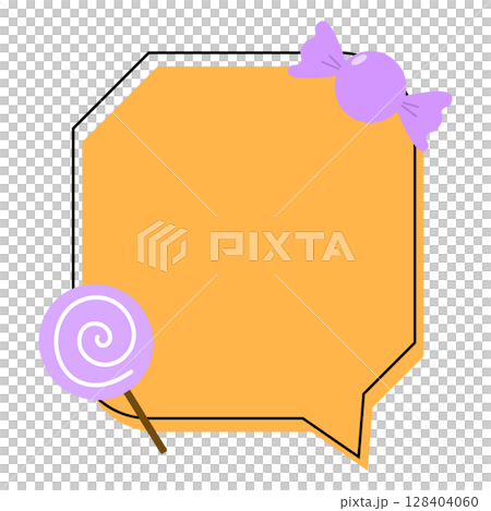 ハロウィン吹き出し　斜め四角形飴付き 128404060