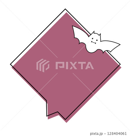 ハロウィン吹き出し　ひし形コウモリ付き 128404061