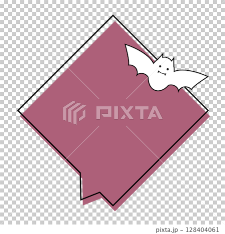 ハロウィン吹き出し　ひし形コウモリ付き 128404061