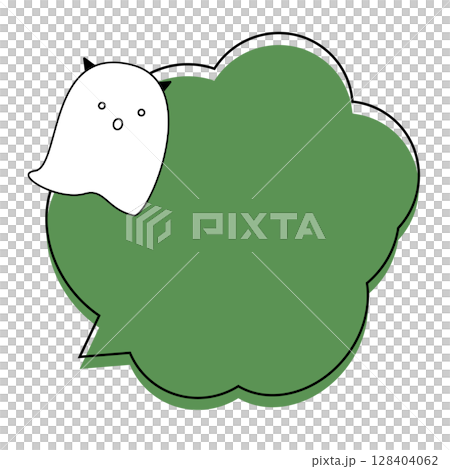 ハロウィン吹き出し　モコモコお化け付き 128404062