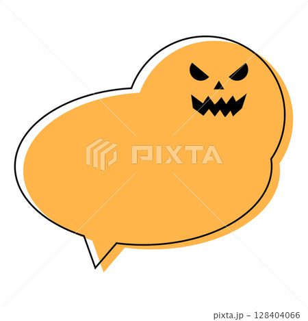 ハロウィン吹き出し 円形顔ジャックオランタン付き ハロウィン吹き出し 円形顔ジャックオランタン付き 128404066