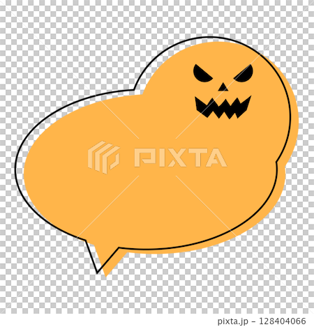 Halloween speech bubble with round face jack-o-lantern 128404066
