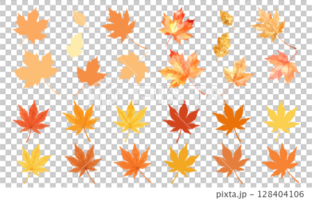 紅葉イラスト素材セット|カエデの葉・モミジの秋色バリエーション集 紅葉イラスト素材セット|カエデの葉・モミジの秋色バリエーション集 128404106