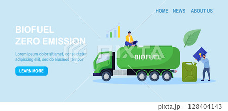 Truck delivering biofuel to petrol refill station. Renewable energy source derived from organic materials. Reducing greenhouse gas emissions. Alternative green diesel. Environmental sustainability Truck delivering biofuel to petrol refill station. Renewable energy source derived from organic materials. Reducing greenhouse gas emissions. Alternative green diesel. Environmental sustainability 128404143