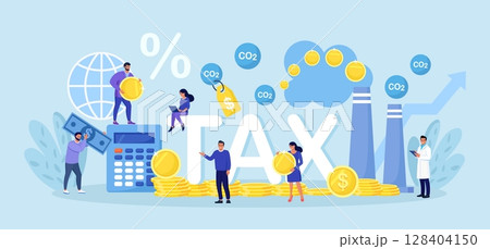 Taxation for Nature Pollution. Carbon Tax and CO2 Emissions Environmental Price Charge. Government Payment for Burning Fossil Fuels and Make Dioxide Air Pollution. GHG Fee to Reduce Greenhouse Gases Taxation for Nature Pollution. Carbon Tax and CO2 Emissions Environmental Price Charge. Government Payment for Burning Fossil Fuels and Make Dioxide Air Pollution. GHG Fee to Reduce Greenhouse Gases 128404150