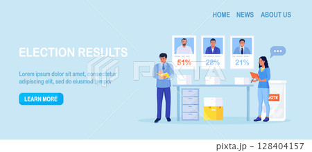 Election results. Two election observers helps counting voting results. Candidates received different numbers of votes. Political competition and democracy. Stacks of ballot papers on table Election results. Two election observers helps counting voting results. Candidates received different numbers of votes. Political competition and democracy. Stacks of ballot papers on table 128404157