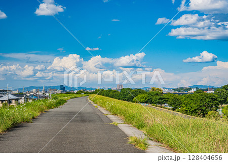 淀川右岸堤防上の景観　摂津市 128404656