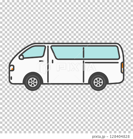 插畫素材：廂型車、商用車、白色旅行車（單廂車） 128404828