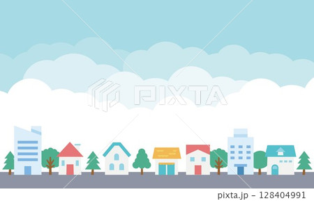 青空と街並のベクターイラスト背景 青空と街並のベクターイラスト背景 128404991