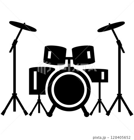 Drum set icon. Drum kit set sign. Silhouette drum set symbol. flat style. Drum set icon. Drum kit set sign. Silhouette drum set symbol. flat style. 128405652