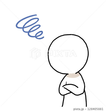 腕を組んで悩んでいる人のイラスト(表情無し) 腕を組んで悩んでいる人のイラスト(表情無し) 128405881