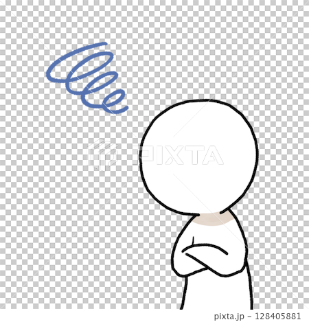 腕を組んで悩んでいる人のイラスト(表情無し) 腕を組んで悩んでいる人のイラスト(表情無し) 128405881