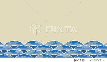 美しい和風柄　波柄　イラスト背景 128405937