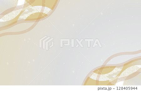 美しい和風柄 波柄 イラスト背景 美しい和風柄 波柄 イラスト背景 128405944