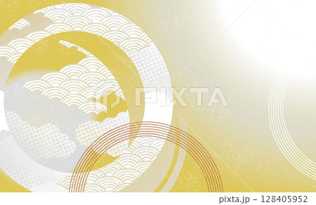 美しい和風柄　波柄　イラスト背景 128405952