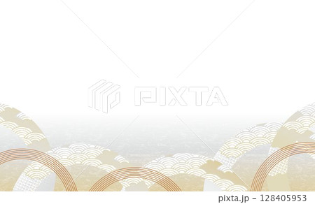美しい和風柄　波柄　イラスト背景 128405953