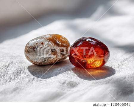 2つの綺麗な天然石　AI画像 128406043