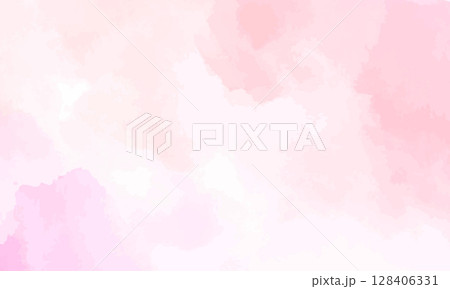 淡いピンクの水彩背景1 | やさしい暖色系のグラデーション素材 128406331