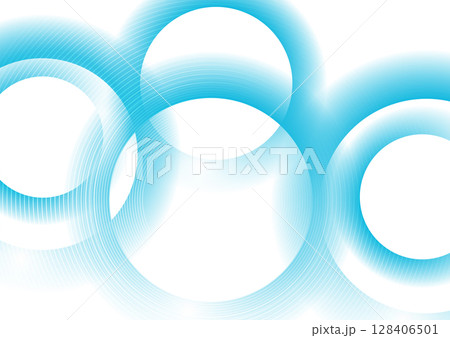 Blue smooth circles and round lines abstract geometric tech background 128406501