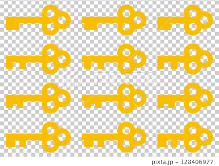 Key icon material set (vector) A collection of key marks that can be used for locking, unlocking, privacy, and crime prevention 128406977