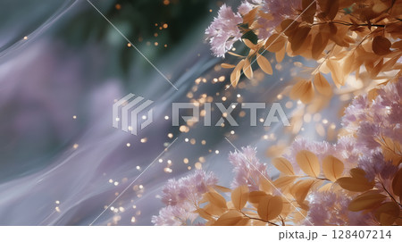 Autumn background with yellowed leaves, autumn nature vibe 128407214