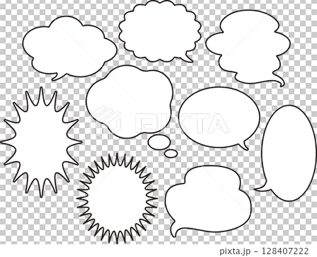 簡單的語音泡棉漫畫圖示線框裝飾插畫素材 128407222
