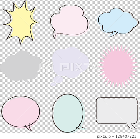 簡單的語音泡棉漫畫圖示線框裝飾插畫素材 128407223