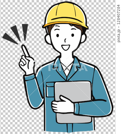 Worker with a laptop 128407284
