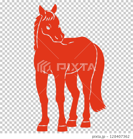 Front view of a horse silhouette vector illustration 128407362